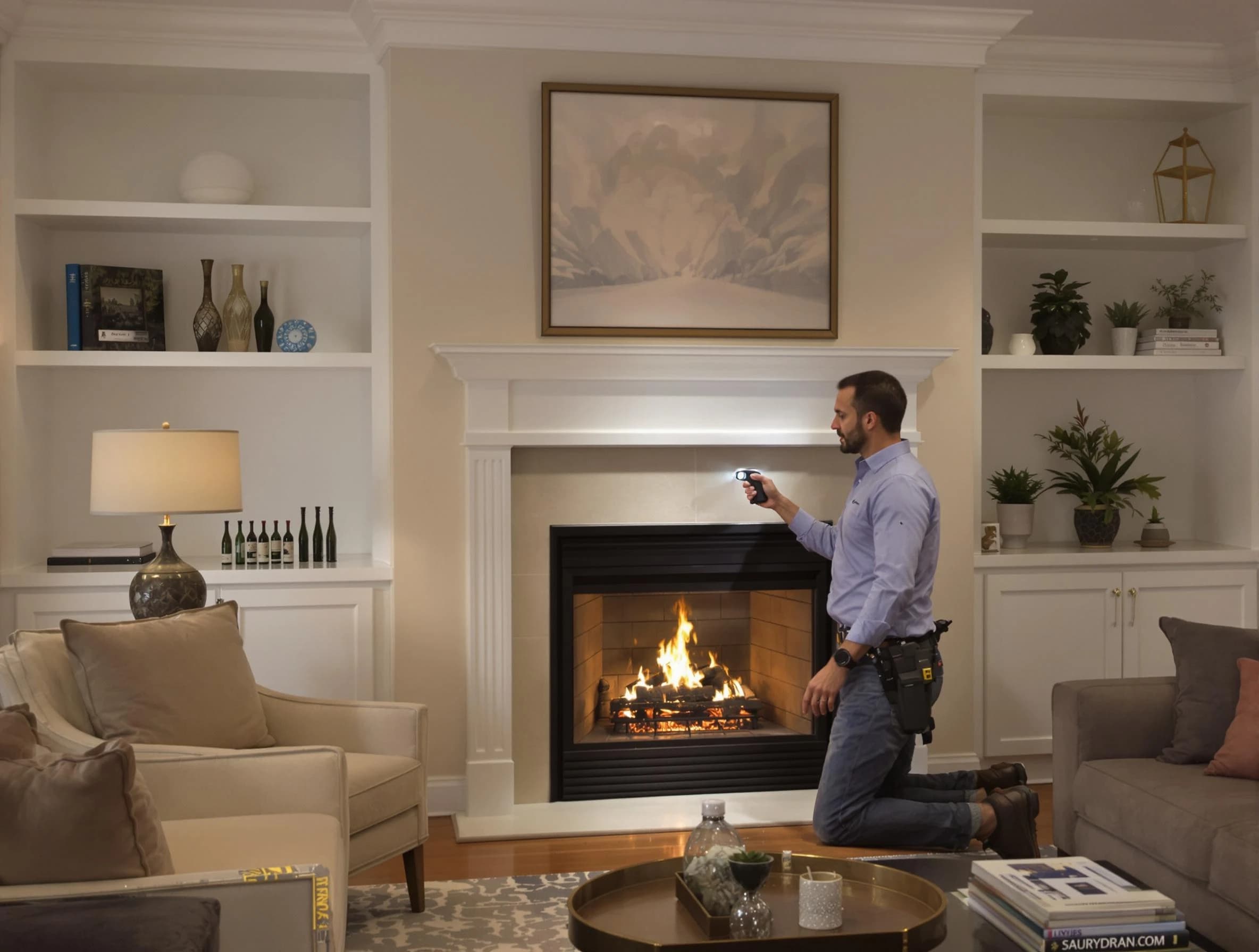 Chelsea Chimney Sweep conducting a fireplace safety inspection in Chelsea, MA