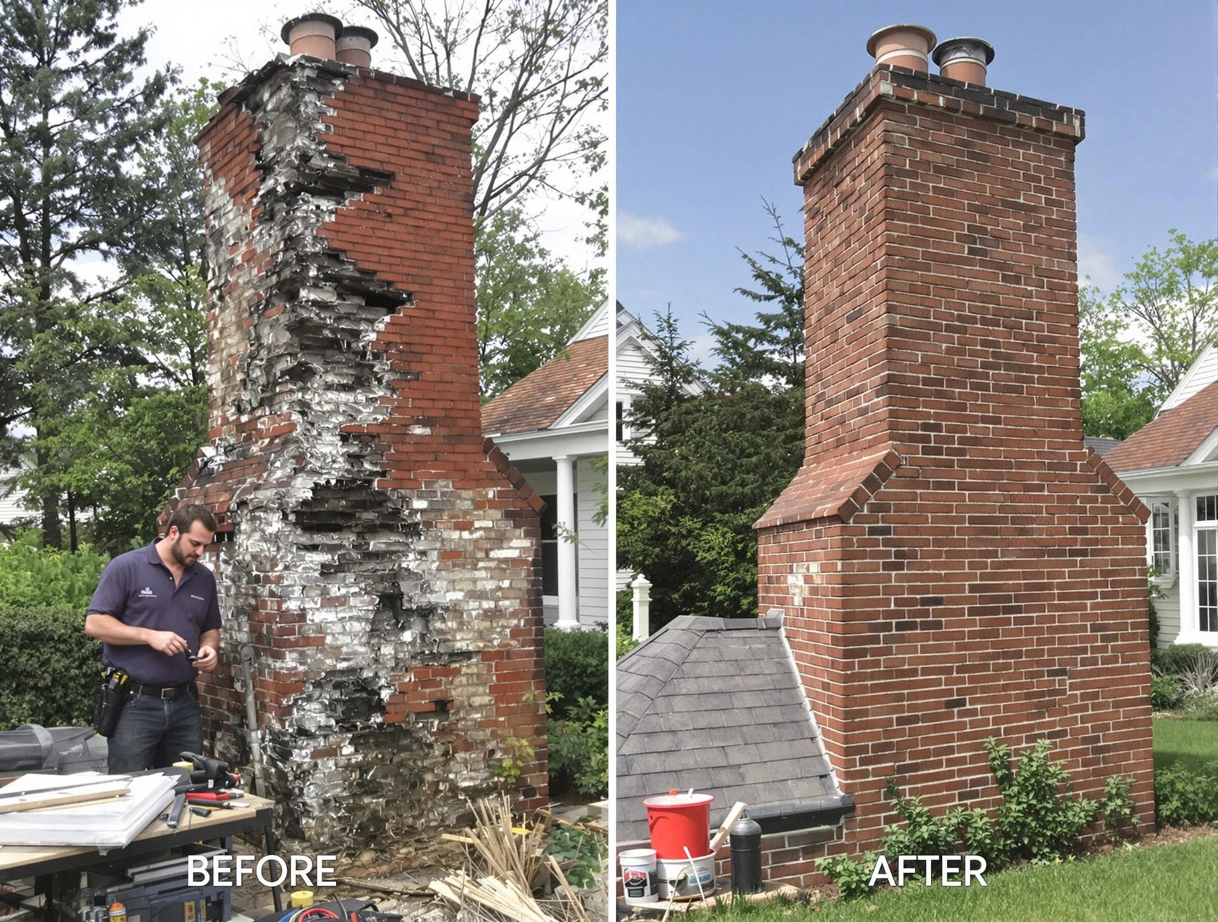 Chelsea Chimney Sweep performing a full chimney restoration in Chelsea, MA