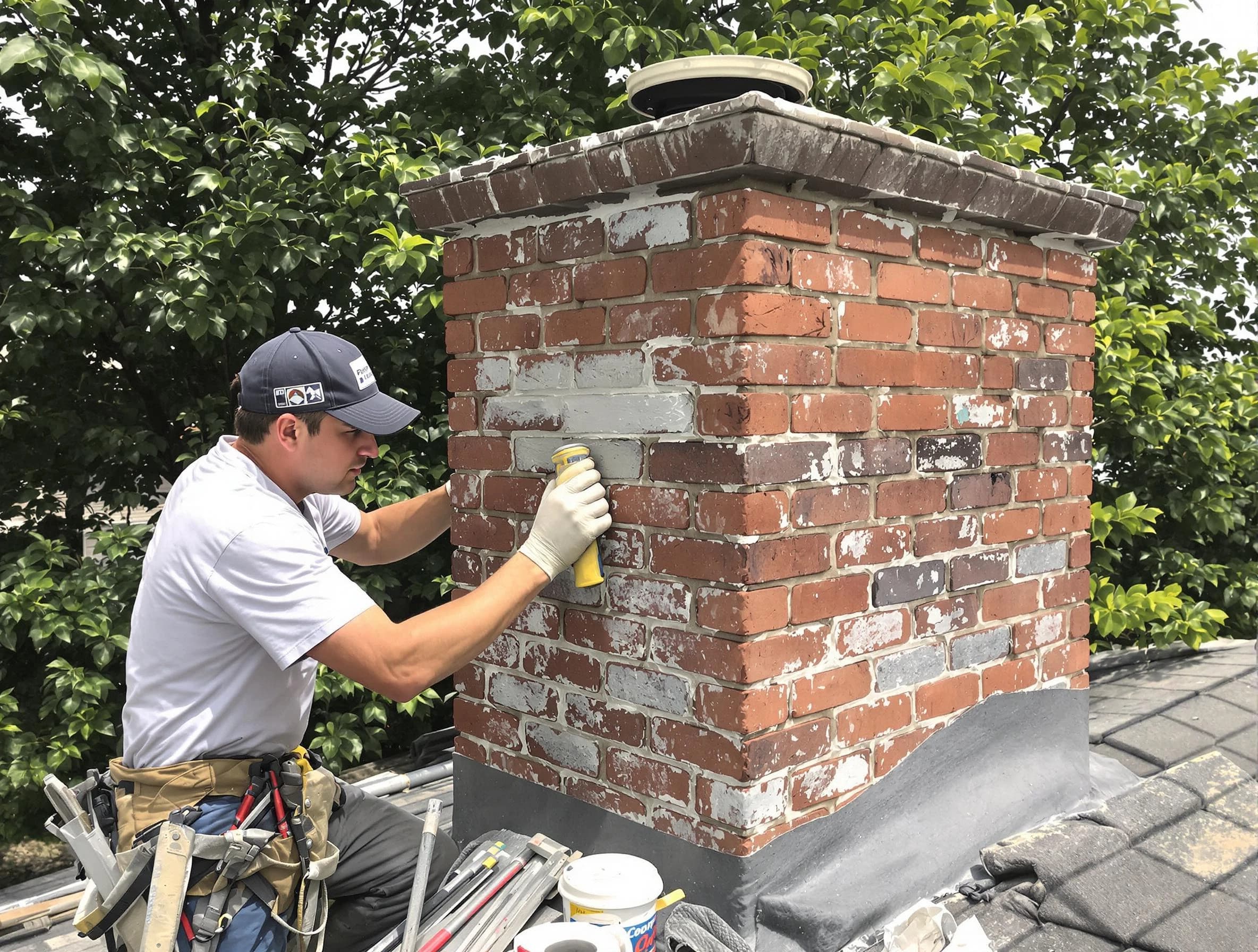 Chelsea Chimney Sweep restoring an aging chimney in Chelsea, MA