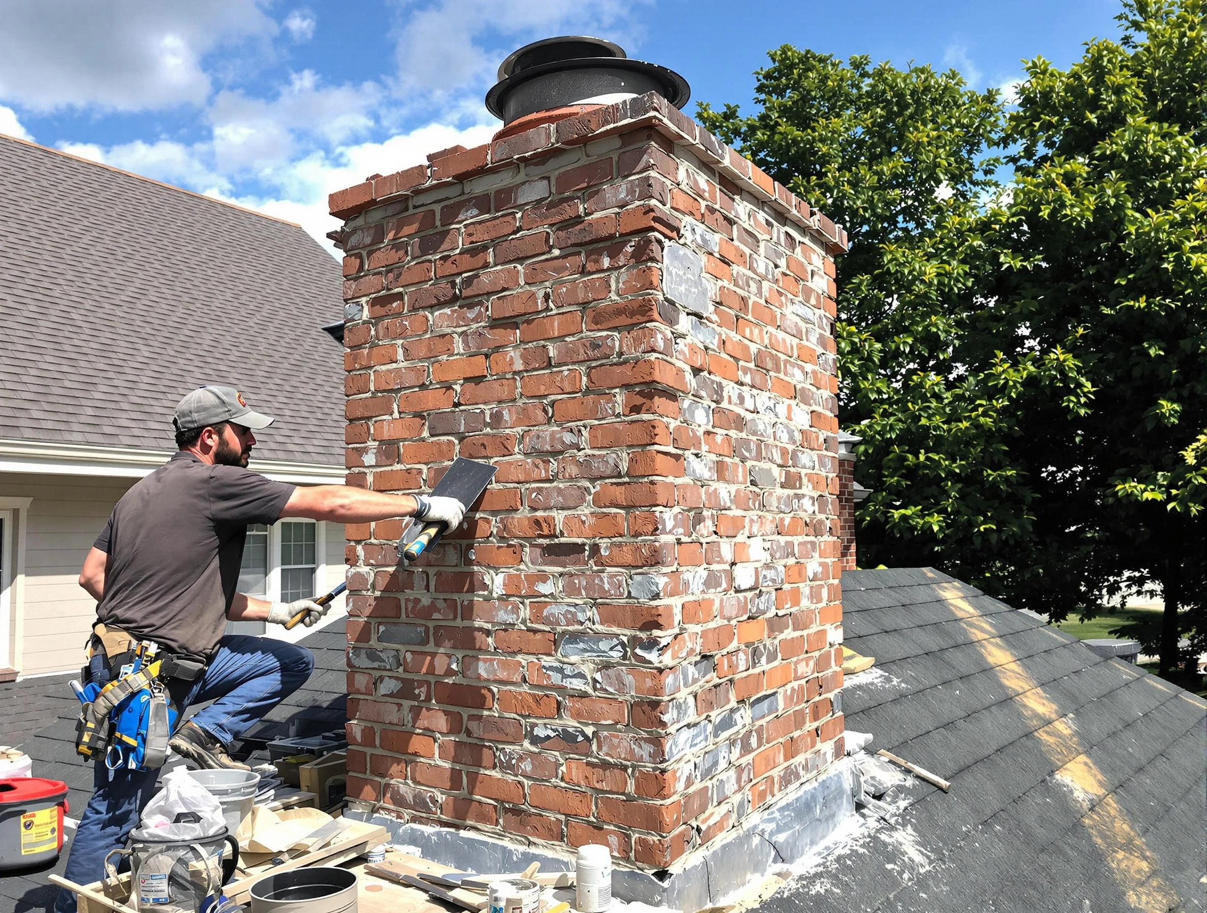 Completed chimney rebuild by Chelsea Chimney Sweep in Chelsea, MA