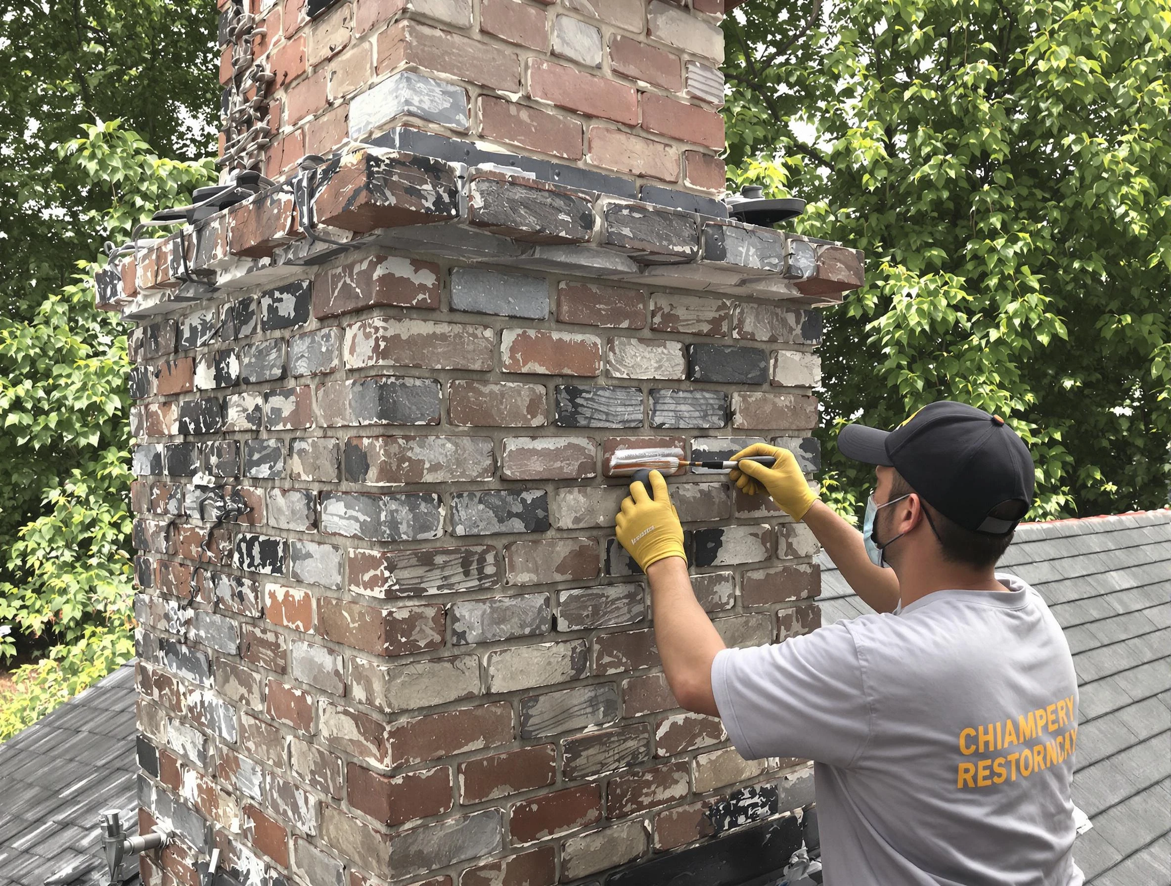 In-progress chimney restoration by Chelsea Chimney Sweep in Chelsea, MA