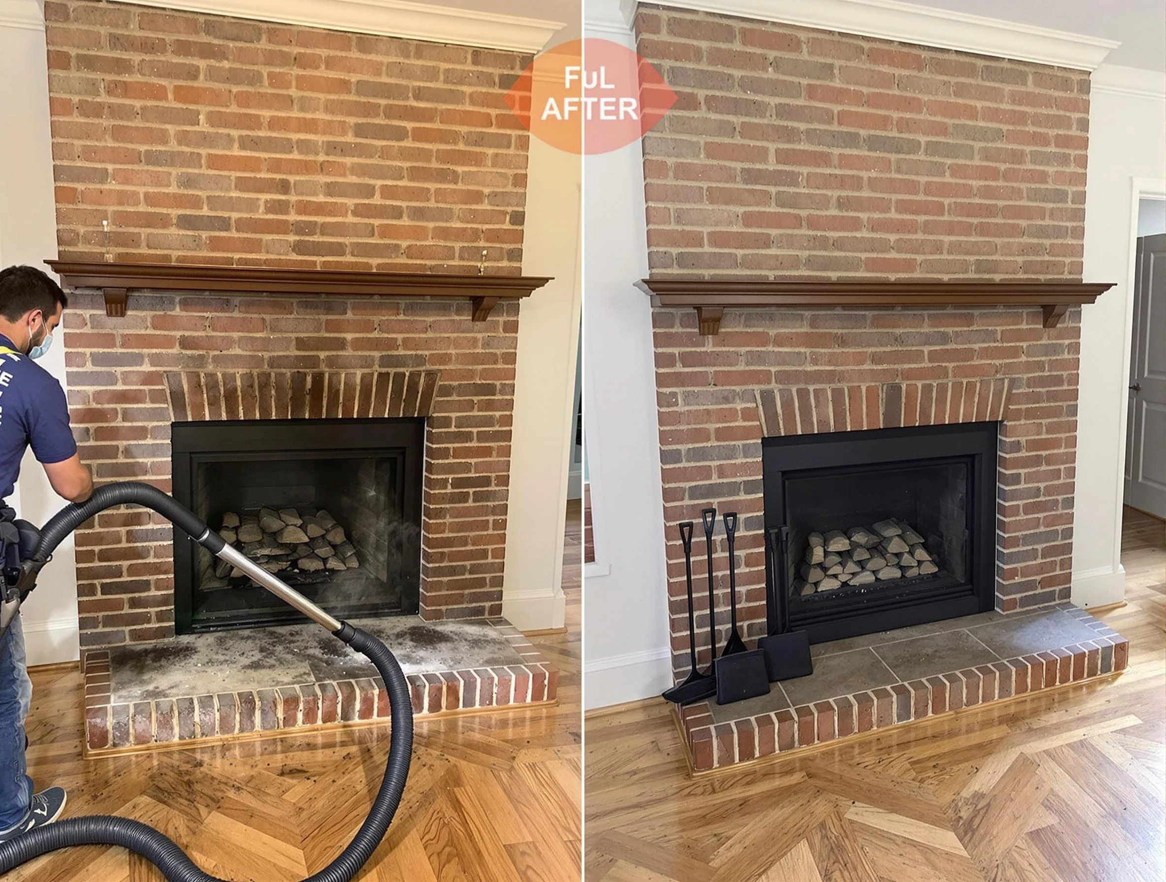 Chelsea Chimney Sweep carefully sanitizing a fireplace in Chelsea, MA